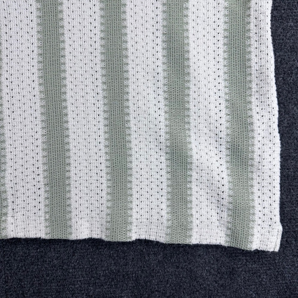 Hollister Button Down Mens XXL 2XL Green Striped Crochet Knit Boxy Fit Shirt - Picture 6 of 13